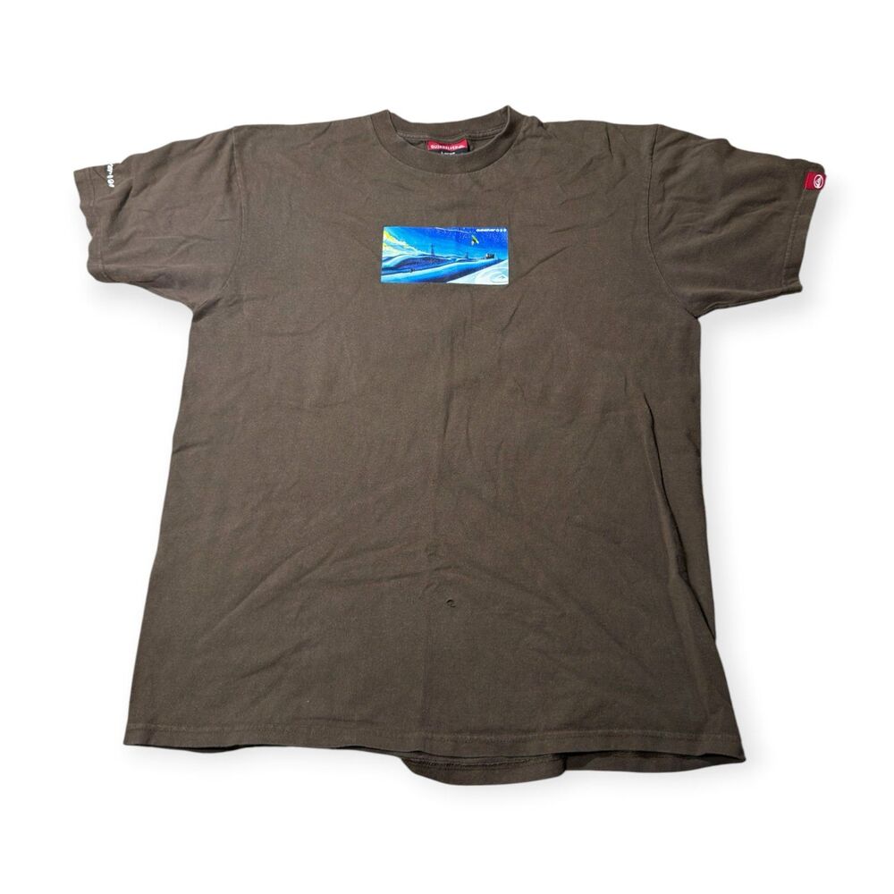 Quiksilver Snowboard T-Shirt Size Large Brown Shirt 100% Cotton Skater VTG Rare